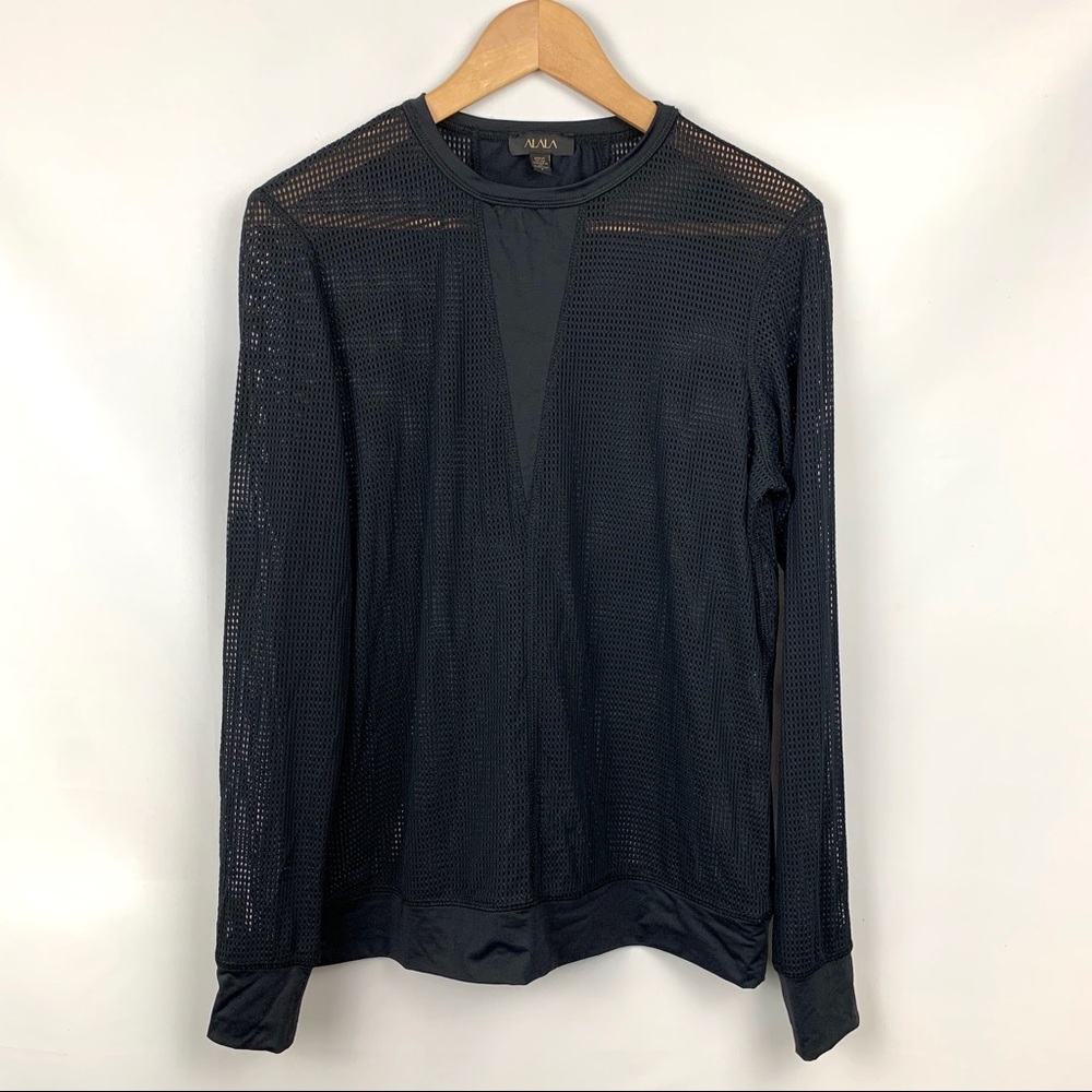 Alala Black Long Sleeve Mesh Top